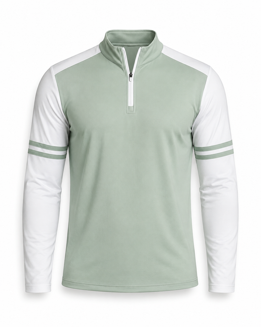 Sudadera Performance con Media Cremallera y Rayas Bicolor para Hombre