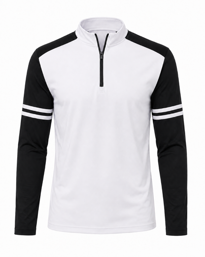Sudadera Performance con Media Cremallera y Rayas Bicolor para Hombre