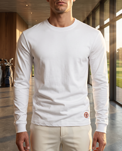 Playera de Algodón de Cuello Redondo y Manga Larga para Hombre