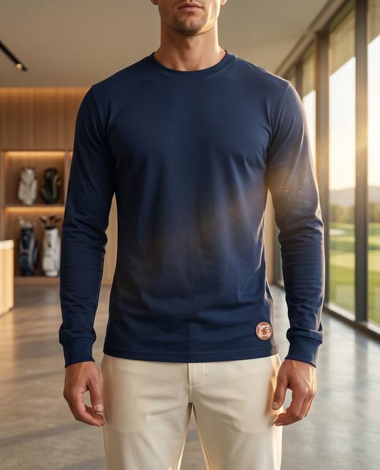 Playera de Algodón de Cuello Redondo y Manga Larga para Hombre