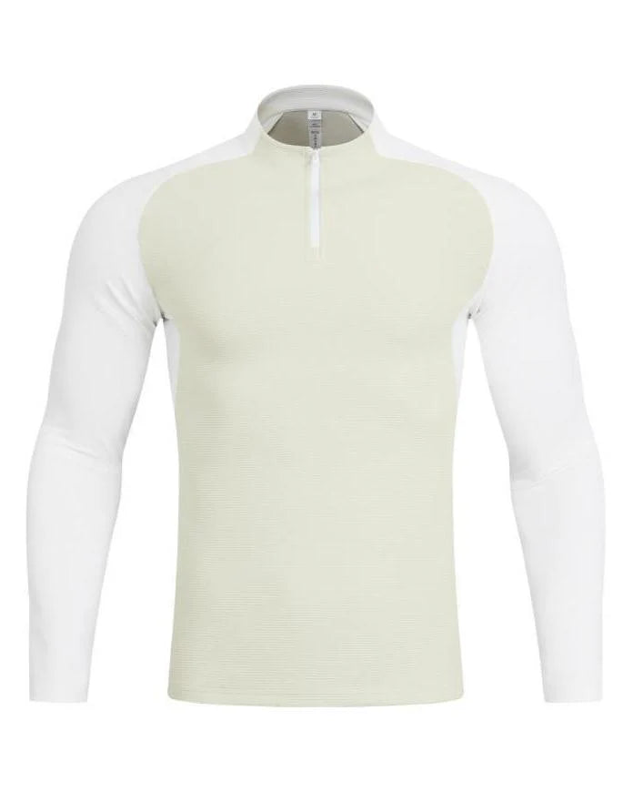 Sudadera de manga larga con cierre quarter zip y corte en hombros - NVRSFT®